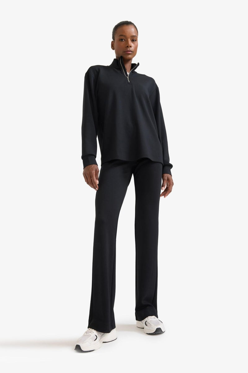DeFacto Black Woman DeFactoFit Oversize Loose Fit Half Zip Modal Sports Sweatshirt Casual - Image 3